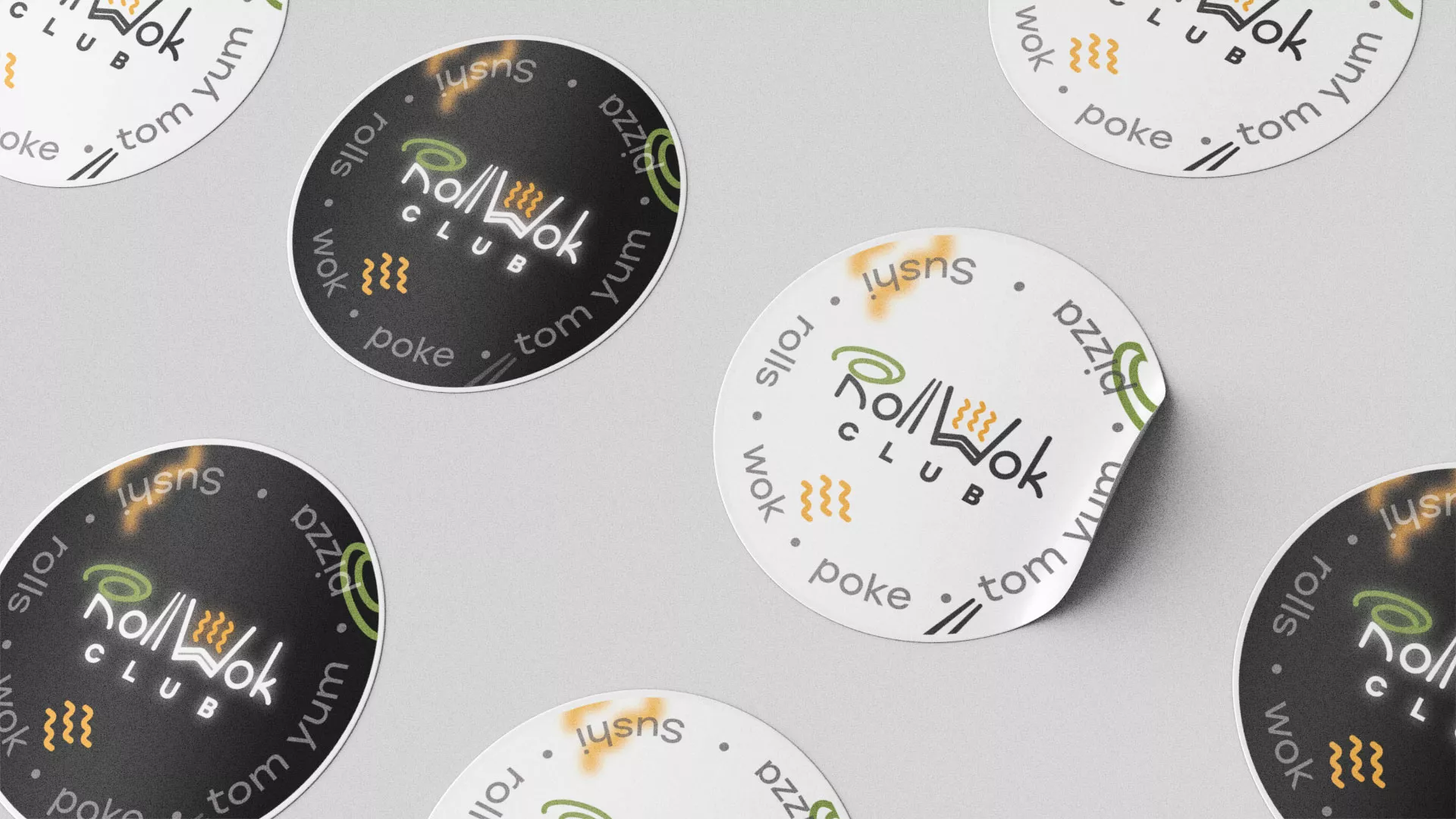 Разработка наклеек для суши-бара «Roll Wok Club» в Сретенске